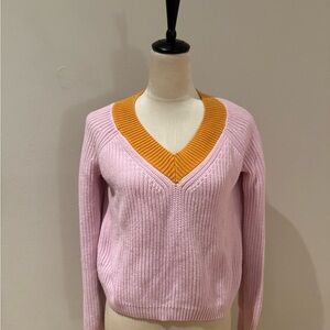 Pink and Orange V-Neck Women's Sweater